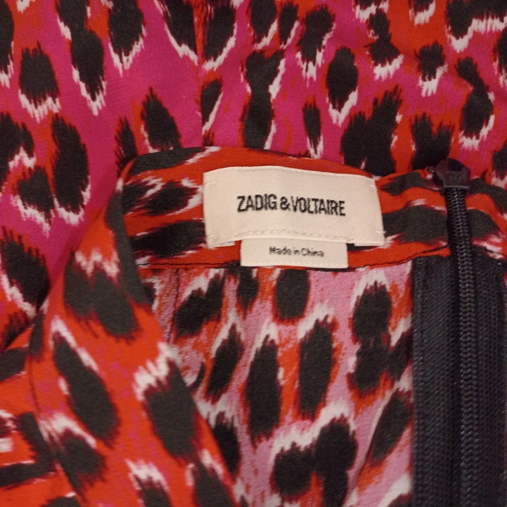 Zadig & Voltaire Jamelia Leopard Pink Women's Silk Skirt Size XL New - Picture 5 of 8